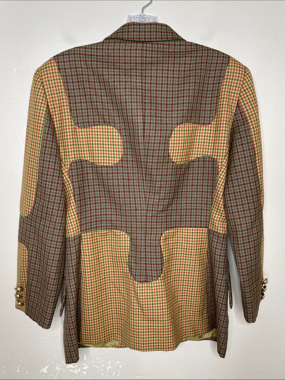 RARE 90’s MOSCHINO Cheap & Chic PUZZLE Blazer Italian Virgin Wool Plaid 8 - Picture 2 of 16